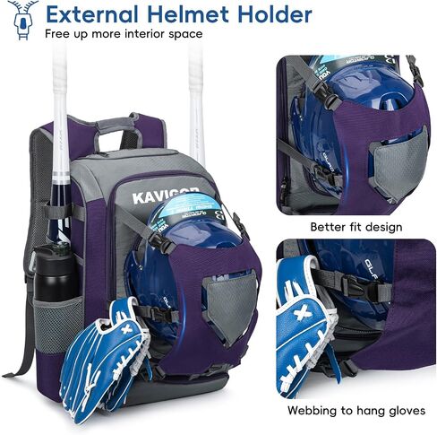 Baseball Bag for Youth and Adult, Softball Backpack 50L Large Capacity, Equipment Backpack with Laptop Compartment and Charge Port in Kuwait
