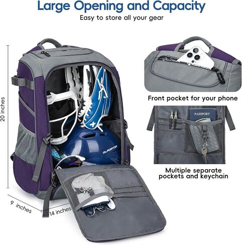 Baseball Bag for Youth and Adult, Softball Backpack 50L Large Capacity, Equipment Backpack with Laptop Compartment and Charge Port in Kuwait