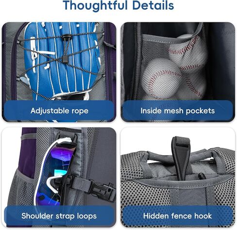 Baseball Bag for Youth and Adult, Softball Backpack 50L Large Capacity, Equipment Backpack with Laptop Compartment and Charge Port in Kuwait