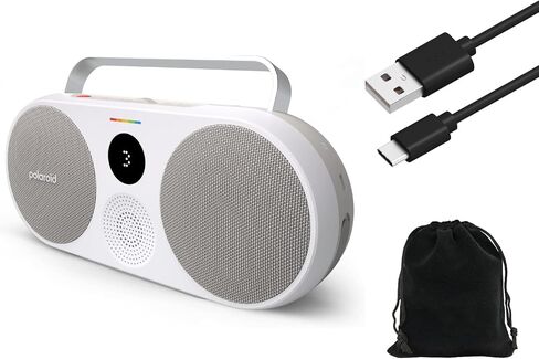 Polaroid P3 Music Player – Powerful Retro Portable Bluetooth Speaker with Big Sound, Rechargeable Battery, Dual Stereo Pairing, 3.5mm Aux Input, FM Radio, W/Pouch and Extra Charging Cable (Red) in Saudi Arabia