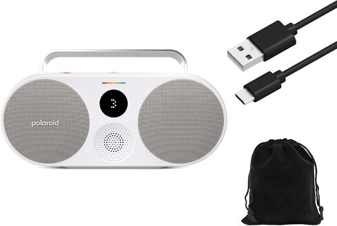 Polaroid P3 Music Player – Powerful Retro Portable Bluetooth Speaker with Big Sound, Rechargeable Battery, Dual Stereo Pairing, 3.5mm Aux Input, FM Radio, W/Pouch and Extra Charging Cable (Red) in Saudi Arabia