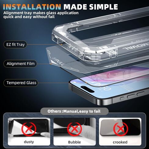 Unbreak Top 9H+ Glass for iPhone 15/16 Screen Protector 12FT Military Armor Shatterproof + Longest Durable, 1:1 Full-Coverage Tempered Glass, Auto-Align Fit Bubble-free, 2-Pack in Saudi Arabia