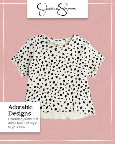 Jessica Simpson Girls' Leggings Set - 2 Piece T-Shirt and Leggings – Flare Leg Bell Bottom Pants Set for Girls (7-16), Size 12, Leopard Print in Saudi Arabia
