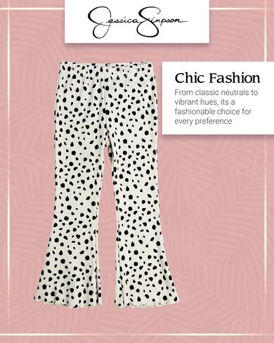 Jessica Simpson Girls' Leggings Set - 2 Piece T-Shirt and Leggings – Flare Leg Bell Bottom Pants Set for Girls (7-16), Size 12, Leopard Print in Saudi Arabia