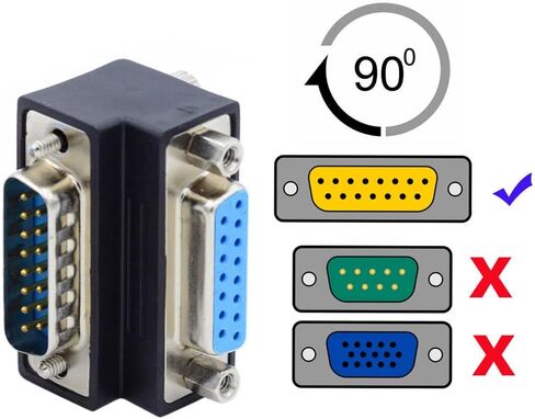cablecc 90 Degree Down Angled DSUB D-subminiature 15pin Male to Female Extension Adapter DB Connector in Saudi Arabia