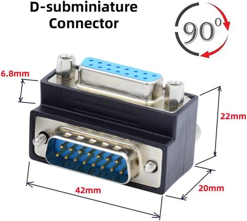 cablecc 90 Degree Down Angled DSUB D-subminiature 15pin Male to Female Extension Adapter DB Connector in Saudi Arabia