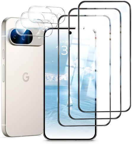 3+3 حزمة لـ Google Pixel 9 شاشة واقي شاشة مع واقي عدسة الكاميرا ، و 9 ساعات من الزجاج المقسى ، وإلغاء تأمين بصمات الأصابع ، ومكافحة الصفر in Kuwait