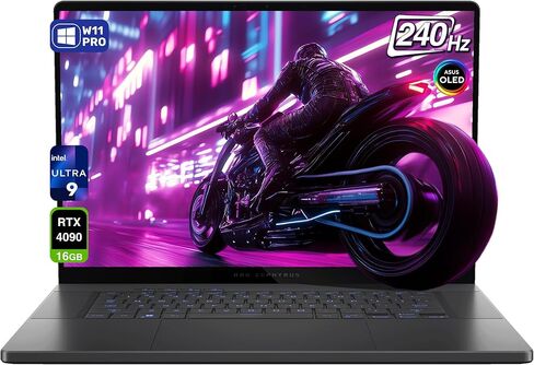 ASUS ROG Zephyrus G16 Gaming Laptop, Intel Ultra 9-185H, 32 GB LPDDR5X RAM, 4 TB PCle SSD, 16" QHD (2560x1600) 240Hz Display, Nvidia G-Force RTX 4090, Backlit Keyboard, W11 Pro, Eclipse Gray in Saudi Arabia