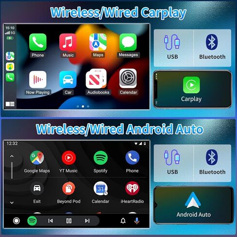 PHEZEN 10 بوصة Carplay Android Auto مستقبلات صوت السيارة مناسبة لـ Nissa-n Versa Sedan 2015-2019، Android 2+32GB سيارة ستيريو واي فاي GPS ملاحة بلوتوث MP5 Player USB FM راديو الوسائط المتعددة in Kuwait