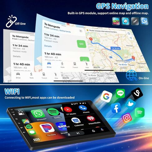 PHEZEN 10 بوصة Carplay Android Auto مستقبلات صوت السيارة مناسبة لـ Nissa-n Versa Sedan 2015-2019، Android 2+32GB سيارة ستيريو واي فاي GPS ملاحة بلوتوث MP5 Player USB FM راديو الوسائط المتعددة in Kuwait