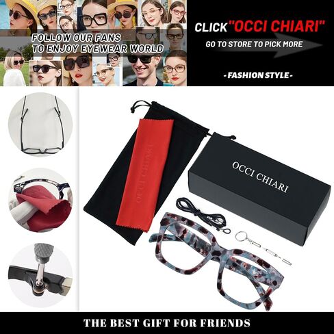 OCCI CHIARI Large Reading Glasses Women Retro Reader 1.0 1.5 2.0 2.5 3.0 3.5 1.25 1.50 1.75 2.25 2.75 4.0 5.0 6.0 in Kuwait