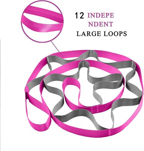 SANKUU Yoga Straps Stretching Strap with 12 Loops Workout Poster, Straps for Stretching Physical Therapy Equipment Long Stretch Out Bands for Exercise, Pilates and Gymnastics for Women Men in Kuwait
