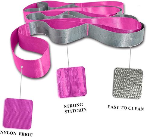 SANKUU Yoga Straps Stretching Strap with 12 Loops Workout Poster, Straps for Stretching Physical Therapy Equipment Long Stretch Out Bands for Exercise, Pilates and Gymnastics for Women Men in Kuwait