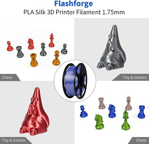 FLASHFORGE Silk PLA Filament 1.75mm Bright Gold, Smooth and Silky Texture 3D Printing Filament, Dimensional Accuracy +/- 0.02mm in Kuwait