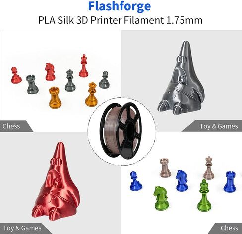 FLASHFORGE Silk PLA Filament 1.75mm Bright Gold, Smooth and Silky Texture 3D Printing Filament, Dimensional Accuracy +/- 0.02mm in Kuwait