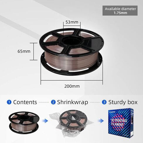 FLASHFORGE Silk PLA Filament 1.75mm Bright Gold, Smooth and Silky Texture 3D Printing Filament, Dimensional Accuracy +/- 0.02mm in Kuwait