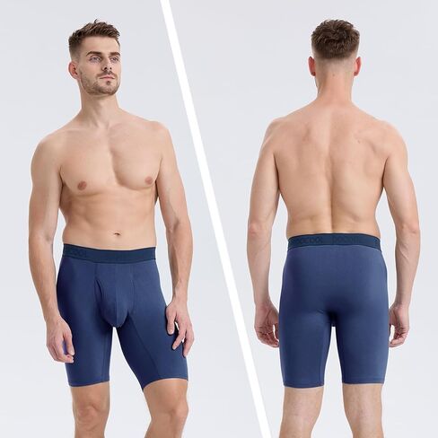 BAMBOO COOL Men's Long Boxer Briefs Long Leg Performance Breathable Comfort Underwear for Men 3 or 5 Pack in Kuwait