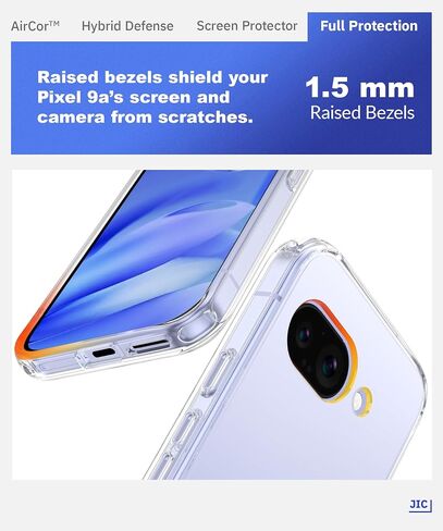 JIC AirGuard Bundle for Google Pixel 9a - Shockproof Clear Phone Case with 2X Screen Protectors - [AirCor Technology | Survive 6.5ft Drops] - for Pixel 9a, Clear in Saudi Arabia