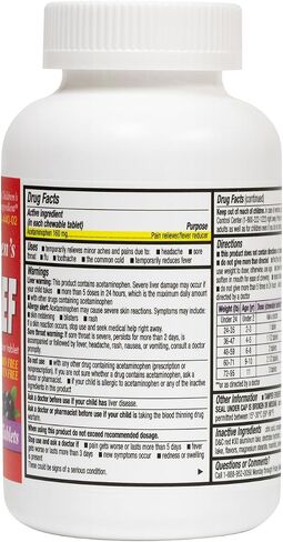 مسكن الألم القابل للمضغ من HealthA2Z® للأطفال | اسيتامينوفين 160 ملغ | 60 قرصًا للمضغ | مضغ بنكهة العنب | خالي من الأسبرين والإيبوبروفين in Kuwait