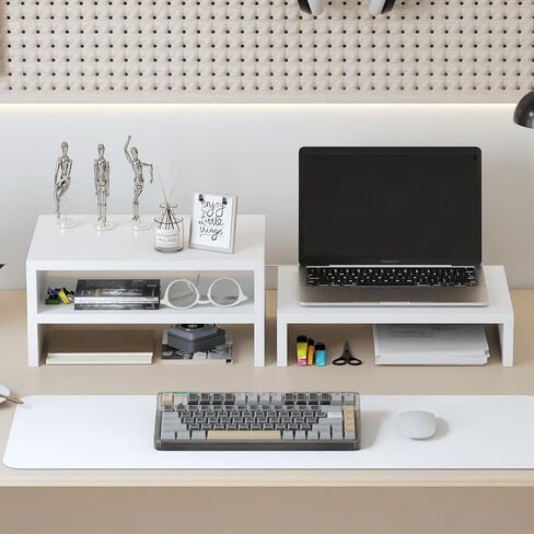 حامل شاشة وردي TEAMIX - 3 عبوات، حامل شاشة قابل للتعديل من الخشب 3 طبقات، حامل شاشة مزدوج لشاشتين/كمبيوتر محمول/كمبيوتر شخصي للمكتب in Kuwait