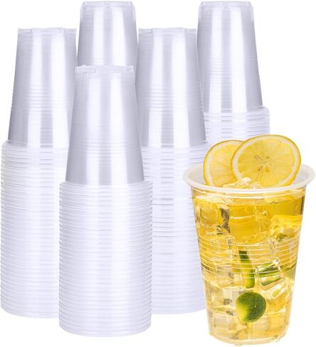 RACETOP 500 Pack 9 oz Plastic Cups, Clear Disposable Plastic Cups Bulk, Cold Drinking Party Cups, Transparent for Wedding,Thanksgiving, Christmas, Party in Kuwait
