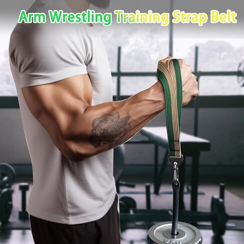 Double-Sewn Thick Arm Wrestling Training Strap with Stainless Steel Triangular Buckle – Durable Arm Wrestling Belt for Free Weights and Cable Machine Training in Kuwait