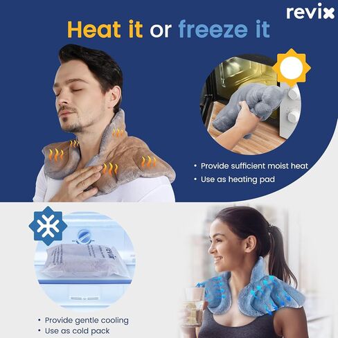 REVIX Microwave Heating Pad for Neck and Shoulders Lower Back Pain Relief, Warm Compress Heated Back Wrap with Weighted Plush, Hot Eye Mask for Migraine Stress, Set of 3 in Kuwait
