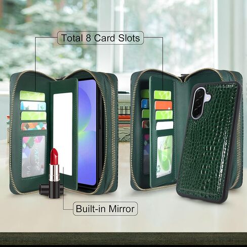 Harryshell متوافق مع Samsung Galaxy A36 / A56 Case Wallet Multi zipper قابلة للفصل قابلة للفصل مع حزام معصم حامل فتحات البطاقة (بني فاتح) in Saudi Arabia