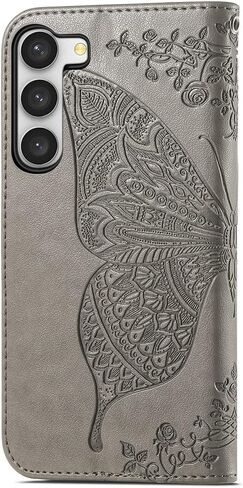 حقيبة محفظة لـ Samsung Galaxy S23 (وليس S23 Plus) ، حافظة الهاتف الفراشة ثلاثية الأبعاد مع Clasp مع قفل مغناطيسي وحافز فتحات البطاقة النقدية لجالاكسي S23 ، HZD Rhinestone Light Purple in Saudi Arabia