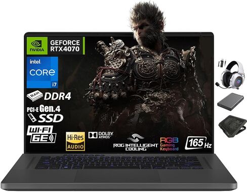 ASUS ROG Zephyrus G16 Gaming Laptop 16" 165Hz FHD, Intel Core i7-13620H, RTX 4070 8GB, 48GB RAM, 4TB SSD, Thin & Light, RGB Backlit Keyboard, Windows 11, Portable Gaming PC + Gaming Bundle in Saudi Arabia
