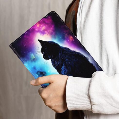 علبة Samsung Galaxy Tab A 10.1 بوصة 2019 (الطراز: SM -T510/T515/T517) - غطاء ورق قابل للطي من الجلد النحيف مع النوم التلقائي/الاستيقاظ ، سديم Galaxy Black Cat in Kuwait