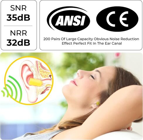 200Pairs Foam Earplugs, 32dB Disposable Noise Reduction Ear Plugs, Hearing Protection Bulk Ear Plugs for Shooting Range, Work, Travel,Concert Green in Kuwait