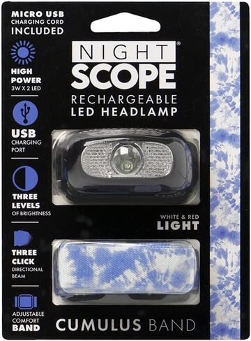 USB Rechargeable LED Headlamp 3W x 2 LED Water Resistant Adjustable Comfort Band Five Flash Modes One Size Fits Most - Breckenridge in Kuwait