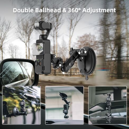 SUREWO Pocket 3 Suction Cup Mount, Car Mount Windshield Window Dash Holder Kit with Expansion Adapter for DJI Osmo Pocket 3,GoPro Hero 13/12/11/10/9/8,DJI Action 5 Pro/4/3 Accessories (for Pocket 3) in Saudi Arabia