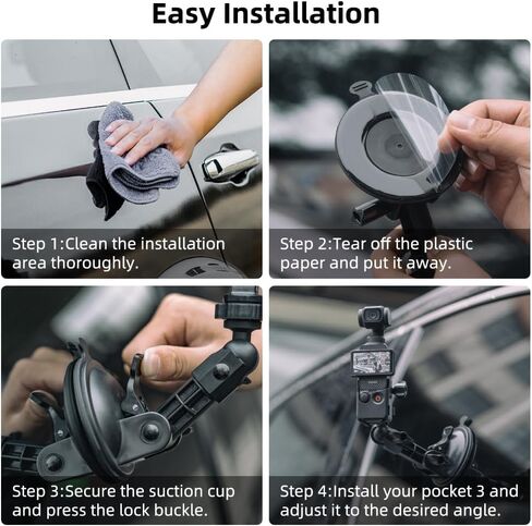 SUREWO Pocket 3 Suction Cup Mount, Car Mount Windshield Window Dash Holder Kit with Expansion Adapter for DJI Osmo Pocket 3,GoPro Hero 13/12/11/10/9/8,DJI Action 5 Pro/4/3 Accessories (for Pocket 3) in Saudi Arabia
