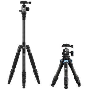 Tripod Tripod Sirui Carbon Fiber - خفيفة الوزن 55.1 "ترايبود مضغوط مع رأس كرة بانوراما 360 درجة ، لوحة إطلاق سريعة ، عمود مركزي قابل للتعديل ، يدعم ما يصل إلى 22 رطلاً لكاميرات DSLR & Mirrorless