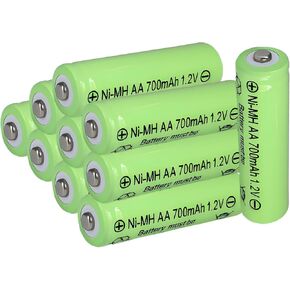 1.2v NiMh AA 700mAh Rechargeable Solar Batteries, Pre-Charged Double A Batteries for Outdoor Solar Garden Lawn Lamps Light,Hummingbird Lights, 10 Packs