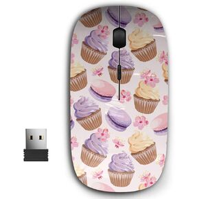 2.4G Ergonomic Portable USB Wireless Mouse for PC, Laptop, Computer, Notebook with Nano Receiver (Cupcakes Flowers)