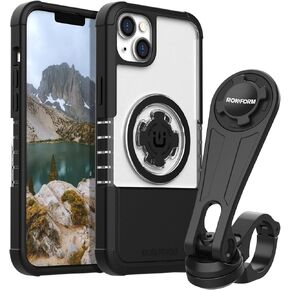 Rokform - iPhone 14 Plus Crystal Case + Motorcycle Handlebar Phone Mount (Black)