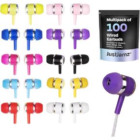 Bulk Earbuds 100 Pack | Wired Earbuds Bulk, Marbles Multicolor in-Ear Earphones, Disposable Headphones, Ear Buds Bulk for Classroom Schools Kids Library, 100 Earbuds Pack