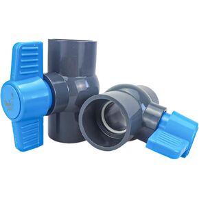 (2 PCS) 1/2 inch PVC Ball Valve Slip (Socket), Shut off valve, Compact T-Handle Water Shut-Off Valves, Socket Valve for aquarium, Water Treatment, Irrigation, Swimming Pool Equipment and so on