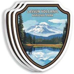 (3 Pack 3X3) Lassen Volcanic National Park Stickers - National Park Decal - Travel Parks Sticker - National Park Keepsakes - National Park Gift - Travel - Adventure Gift