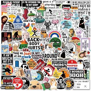 100pcs Funny Stickers, Prank Meme Stickers Vinyl Decal for Water Bottles Laptop for Adults