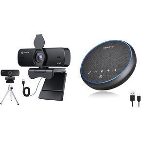 4K HD PC Webcam-NewEye 60 & Conference Speaker & Bluetooth Microphone,360° Voice Pickup, AI Noise Reduction-Newpie