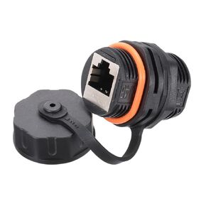 MECCANIXITY RJ45 Panel Mount Coupler, IP68 Shielded Industrial Panel Mount Bulkhead Ethernet LAN Pass Through Connector for CAT5/CAT5E/CAT6A(Orange,Pack of 1)