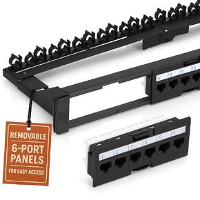 Everest Media Solutions EMS Full Patch Panel 24 Ports Foldable w/o Lasing Bar (1-Pack)
