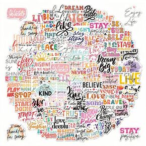 100 PCS Inspirational Quote Stickers, Motivational Positive Affirmation Decals, Colorful Waterproof Vinyl Stickers,Sticker Packs Waterproof Reapplicable,Stickers for Water Bottles