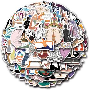 110pcs Yoga Stickers for Women Girls Teens, Funny Yoga Stickers for Water Bottle, Yoga Waterproof Vinyl Stickers for Laptop Scrapbook Journal Luggage (Yoga)