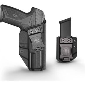 Amberide KYDEX Ruger Security 9 Holsters (Black, Right Hand Draw) + Universal 9mm/.40 Double Stack Magazine Carrier (Black)