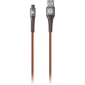Tough-Tested TTAMC2C2A 2-Foot Armor-Flex Type C to A Cable Super Durable Power Cord for Phone Tablet-Orange